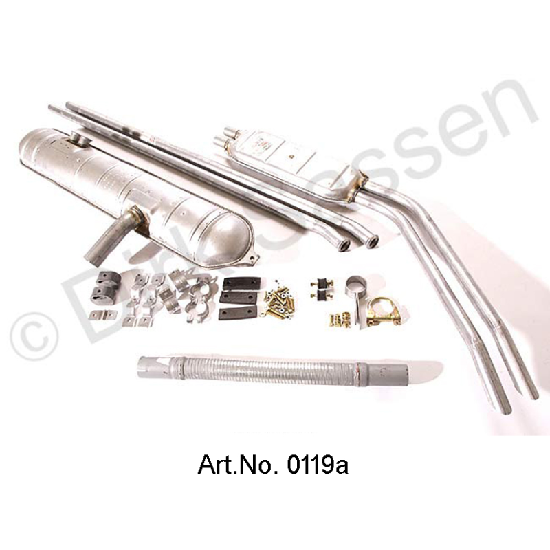 Exhaust system, complete, with attachment kits and rear silencer