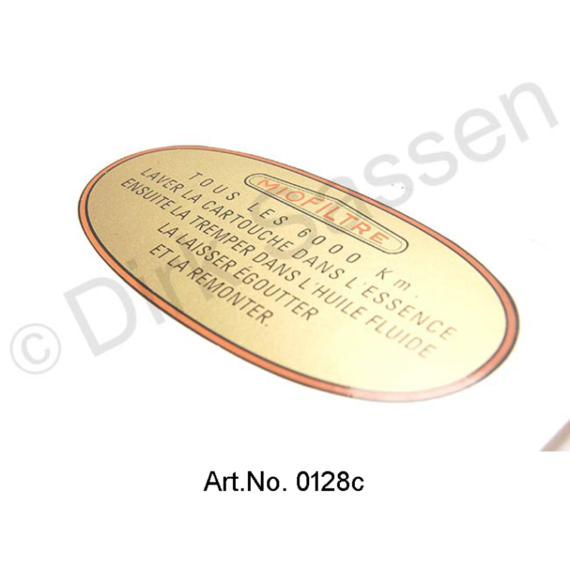 Sticker air filter, gold and oval, "every 600 kilometers interval"
