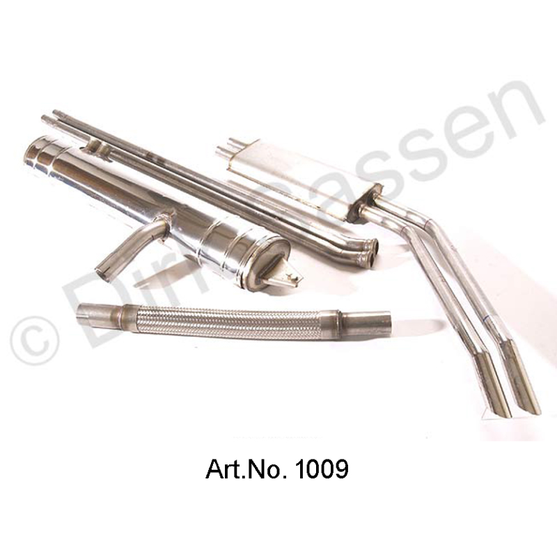Impianto di scarico, acciaio inox, dal 1965, silenziatore principale, doppi tubi, silenziatore posteriore, tubo flessibile
