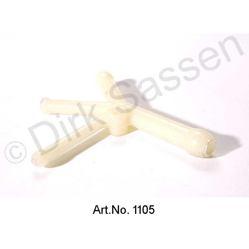 Lijnverbindingskruis, kunststof, 4-weg, chassisdrager, voorzijde, links