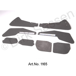 Set of mud flaps, with mounting bracket (No. 2 x 0486a, 1 x 0501b, 1 x 0501c, 1 x 0386a, 1 x 0386b)
