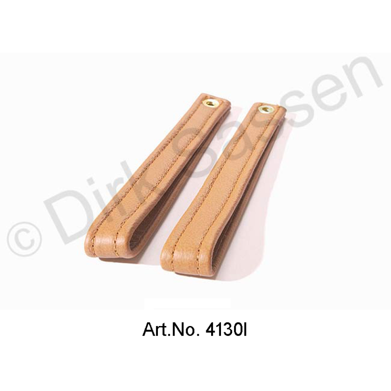 Handle on the center post, B-pillar, leather, light brown