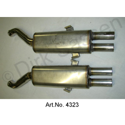 Exhaust, set rear silencer, 2 pieces, Inox, SM