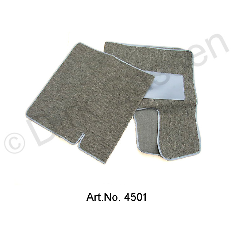 Jeu de tapis de sol, jusqu'en 1967, semi-automatique, gris, couverture bouclée, avant et arrière