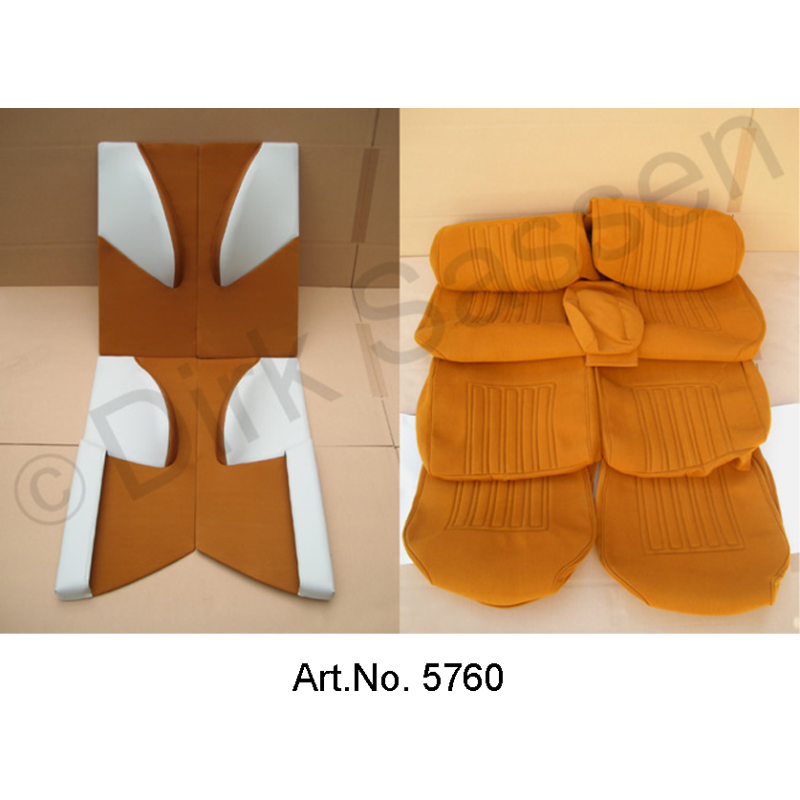 Interior fittings, set of seat covers and door trim, caramel, Non Pallas (attention: chrome strips separately)