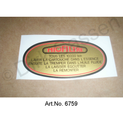 Sticker, luchtfilter, goud, ovaal, ´alle 10.000 km Intervall`