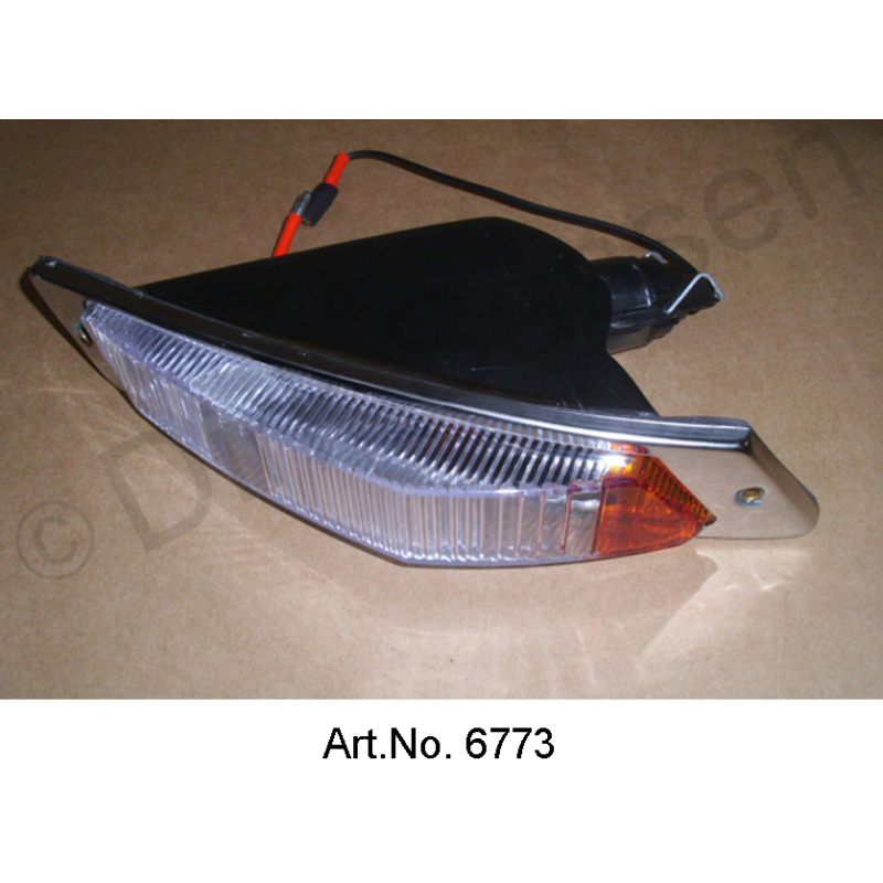 Señal de giro, acero inoxidable, desde 1967, izquierda, con casquillo, blanco / naranja