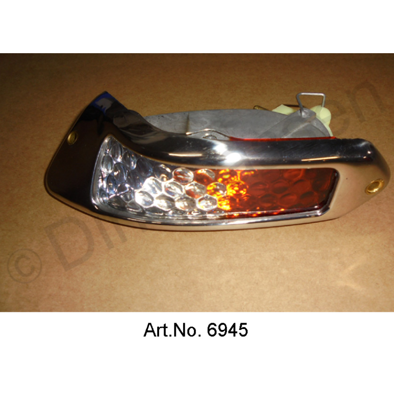 Turn signal, Pallas, white-orange, left, until 1967, with chrome frame, reproduction
