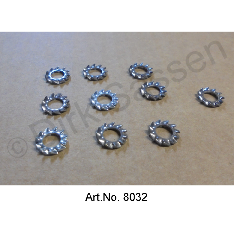 Rondelle frein dentelée, M5, lot de 10 pièces