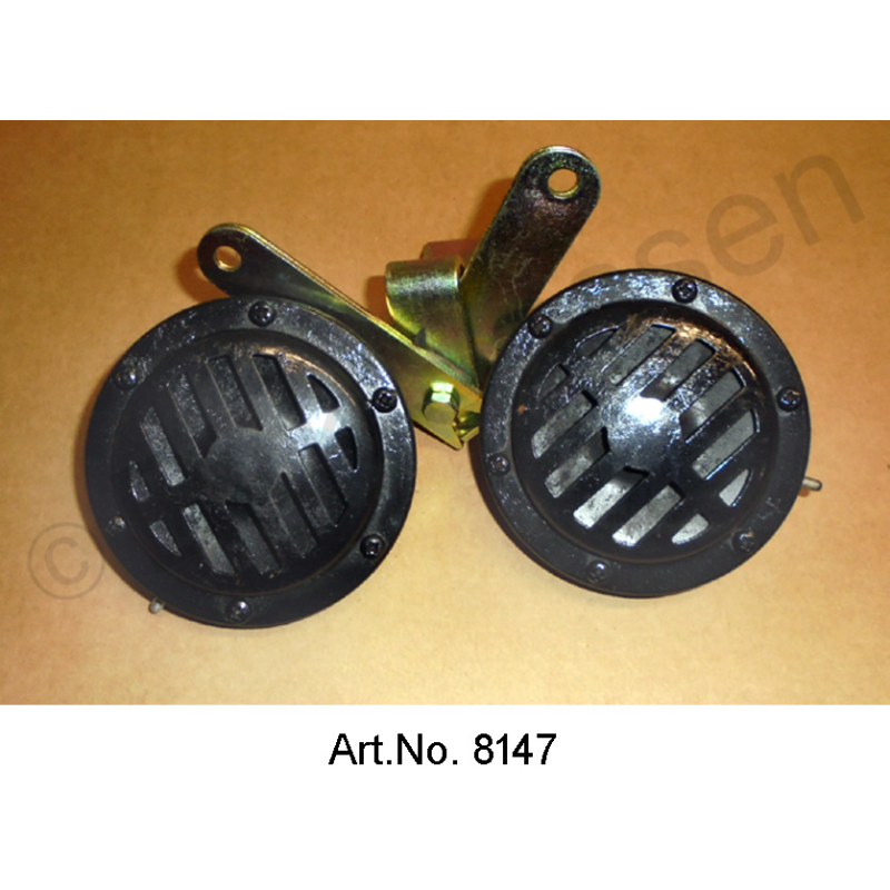 Jeu de cornes, d'origine, d'occasion, avec support, chromé jaune, de 1969