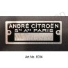 Typenschild, Konstrukteur Citroen